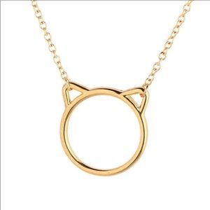 Cat Pendant Necklace Gold Tone